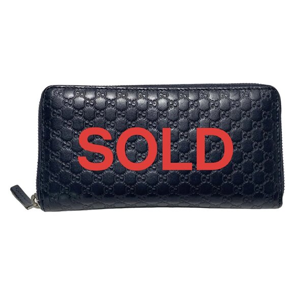 GUCCI Micro Guccissima Navy Leather - Long Wallet 189-062725